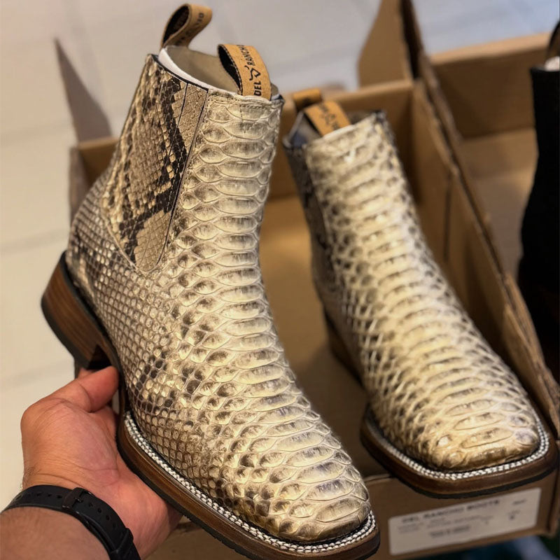 ⏰Limited Time Offer ⏰Men's Python Square-Toe Ankle Boots