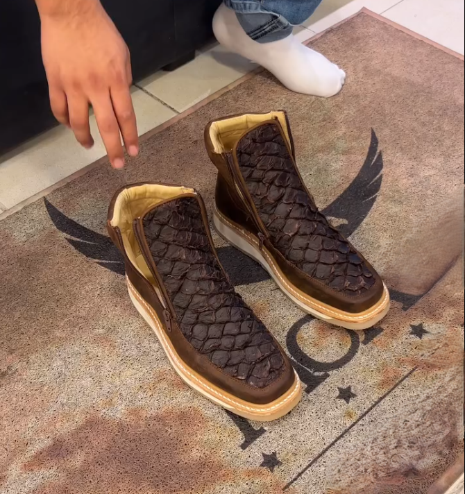 Brown Tan Fish Cowboy Boots