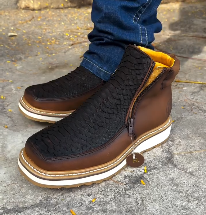 Italian Vintage Python Leather Cowboy Boots