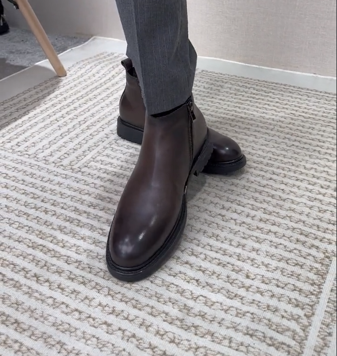 Brown Leather Casual Boots