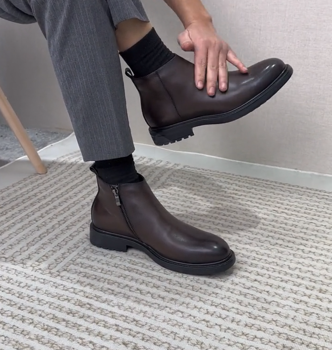 Brown Leather Casual Boots