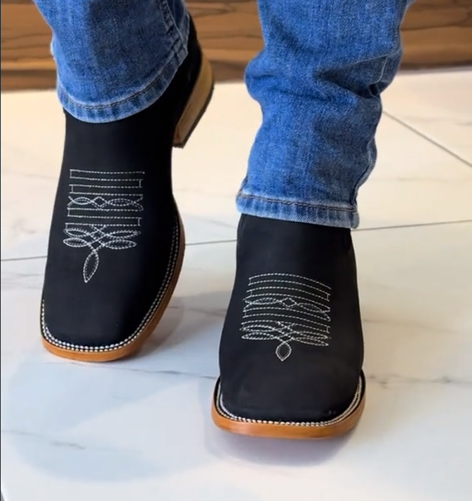 Men's Western Cowboy Square Toe Ankle Boots