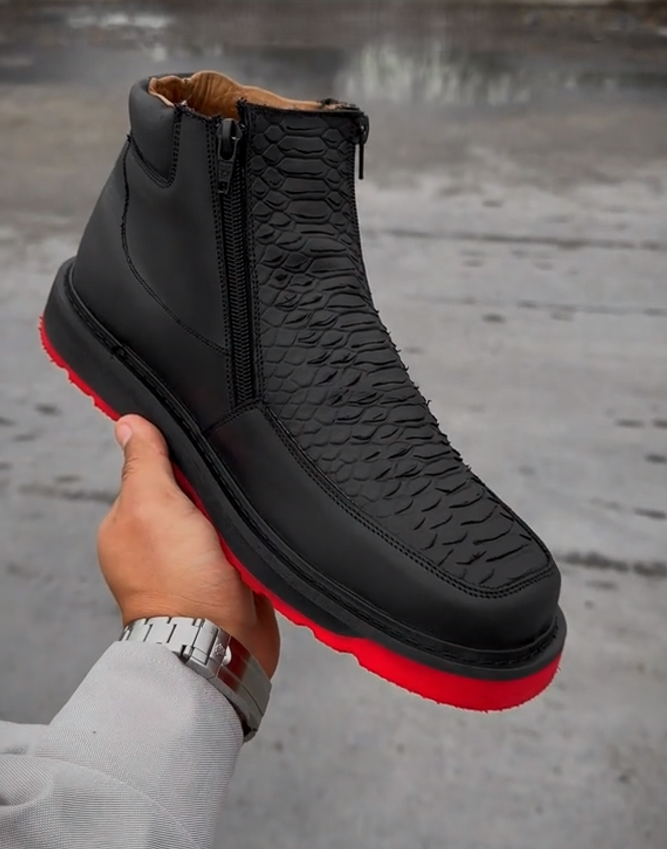 Men's python leather boots