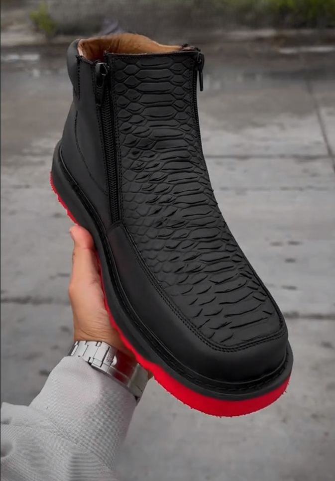Men's python leather boots
