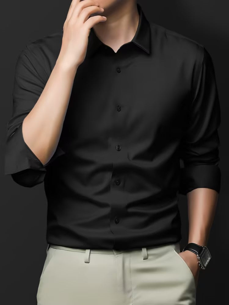 Men's stretch solid color shirt