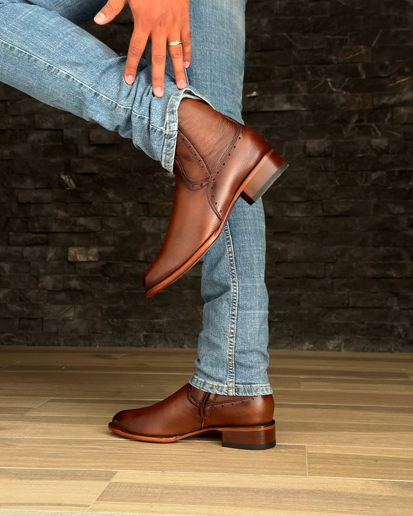 Exclusive Deerskin Oval Cowboy Boots