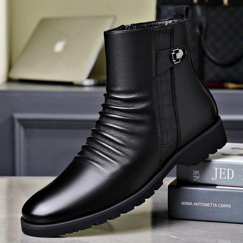 Men's soft leather pointed toe Chelsea boots
