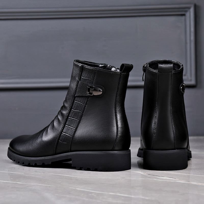 Men's soft leather pointed toe Chelsea boots