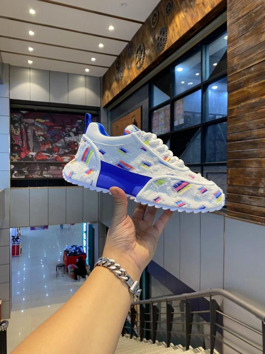 Trendy Color Block Denim Comfortable Men's Thick-soled Sneakers