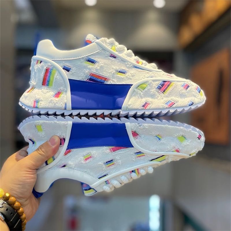 Trendy Color Block Denim Comfortable Men's Thick-soled Sneakers