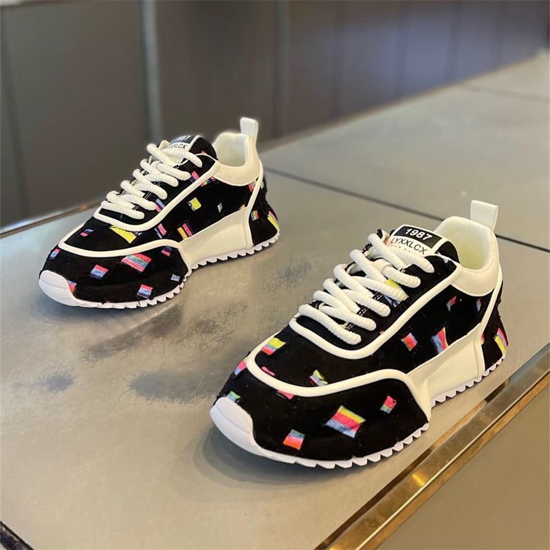 Trendy Color Block Denim Comfortable Men's Thick-soled Sneakers