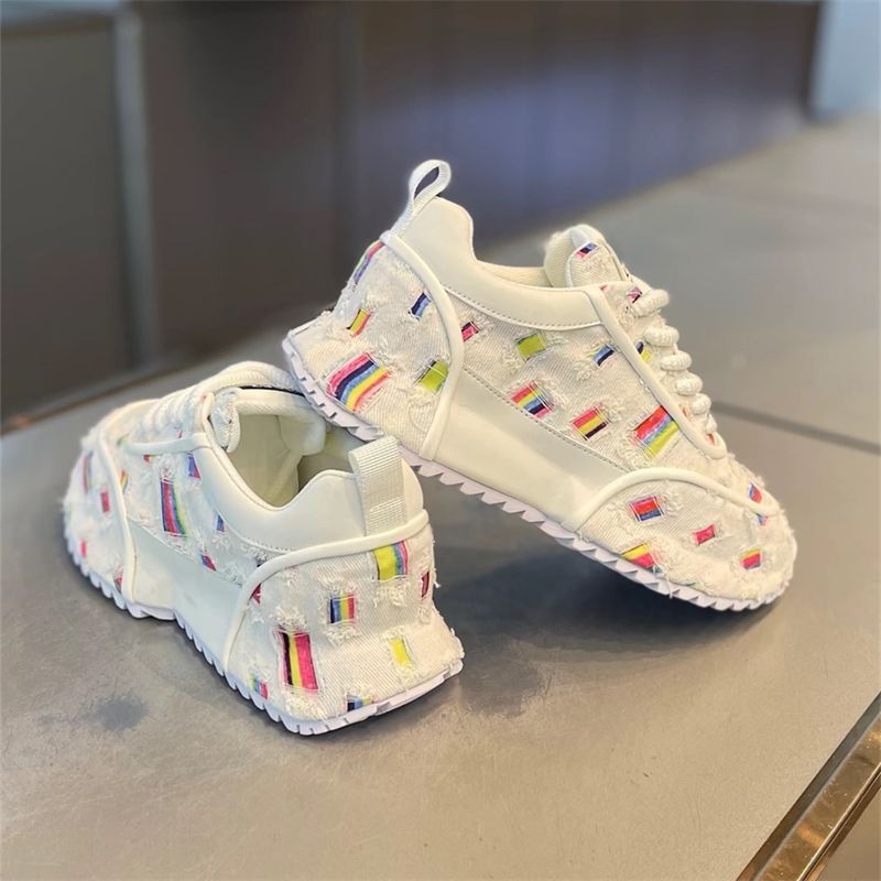 Trendy Color Block Denim Comfortable Men's Thick-soled Sneakers