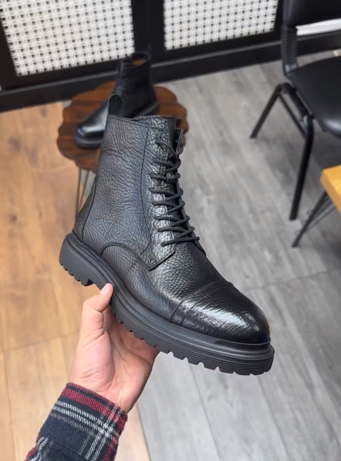 Leather Lace-Up Boots