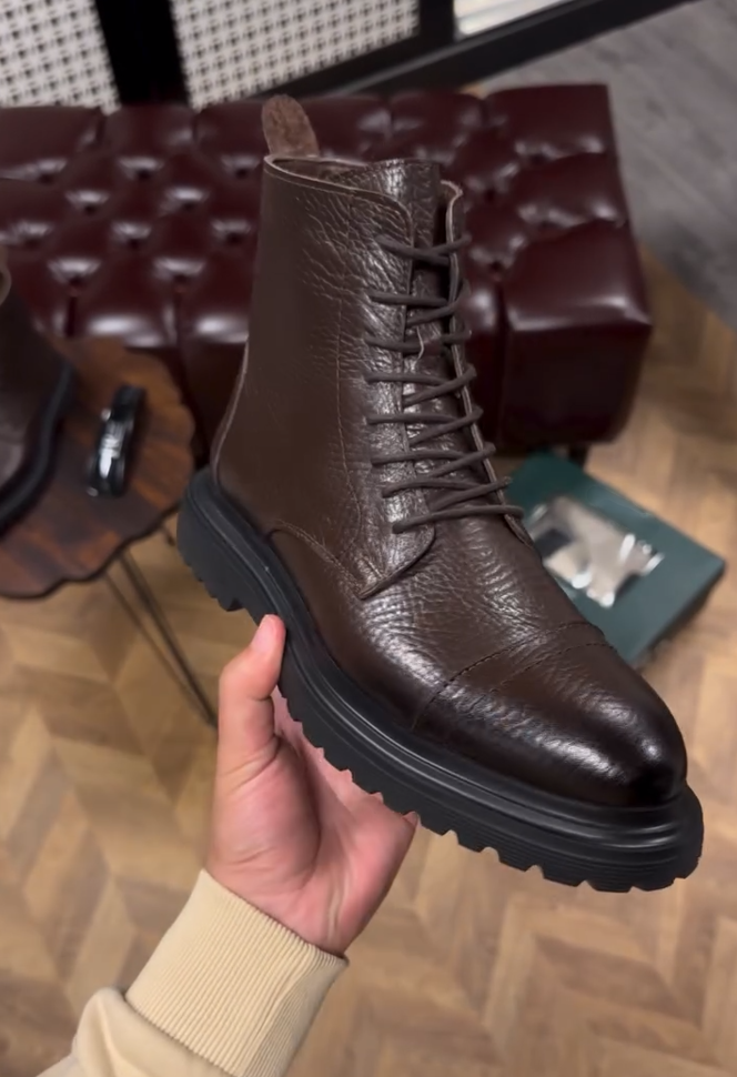 Leather Lace-Up Boots