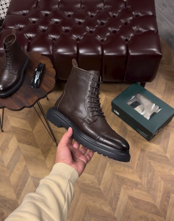 Leather Lace-Up Boots