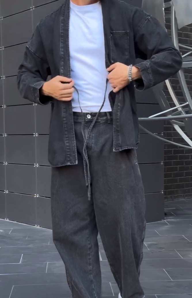 Trendy Streetwear Two-Piece Denim Outfit