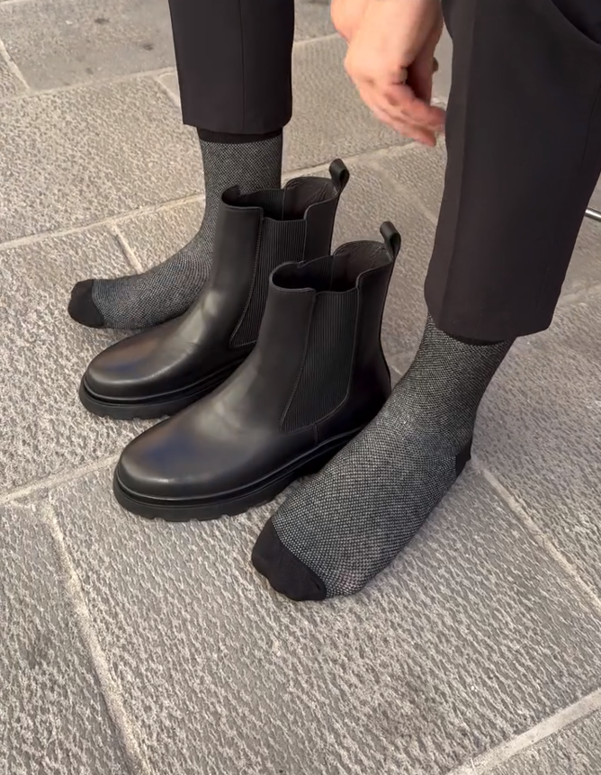 Black Leather Ankle Chelsea Boots