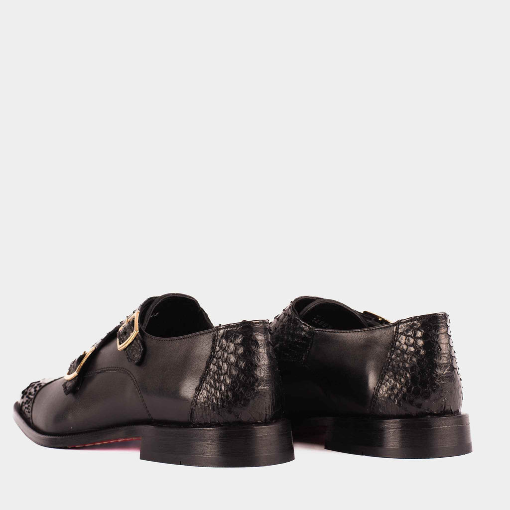 Leather Cap Toe Double Monk Strap Men Shoes