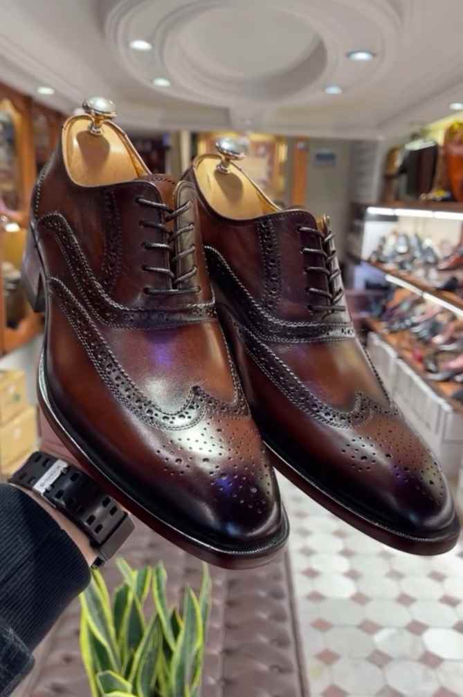 Calf-Skin Leather Wingtip Oxfords