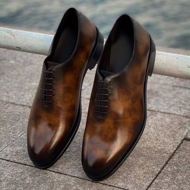 Mirror Glossed Patina Oxford shoes