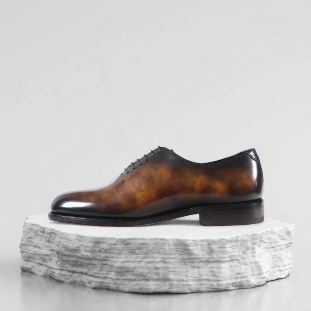 Mirror Glossed Patina Oxford shoes