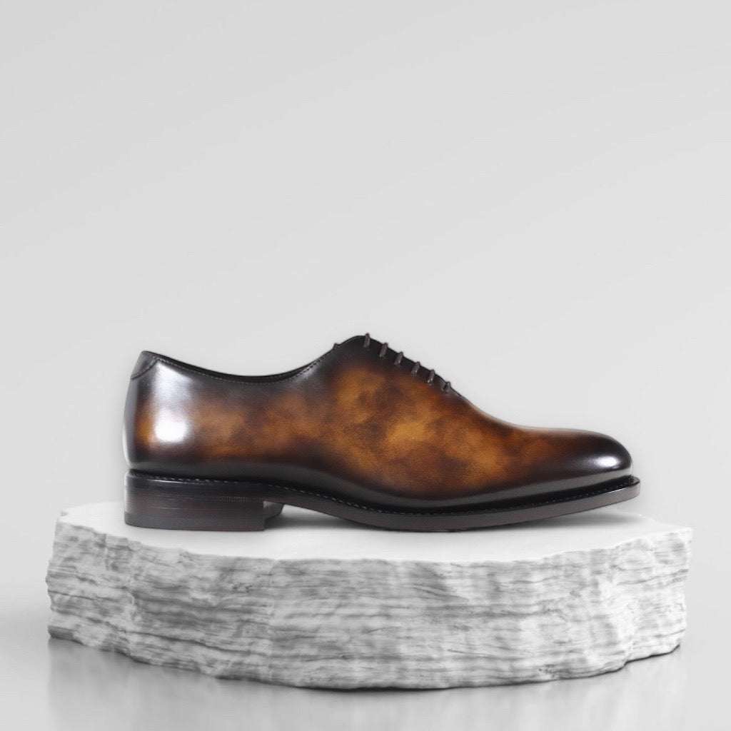Mirror Glossed Patina Oxford shoes