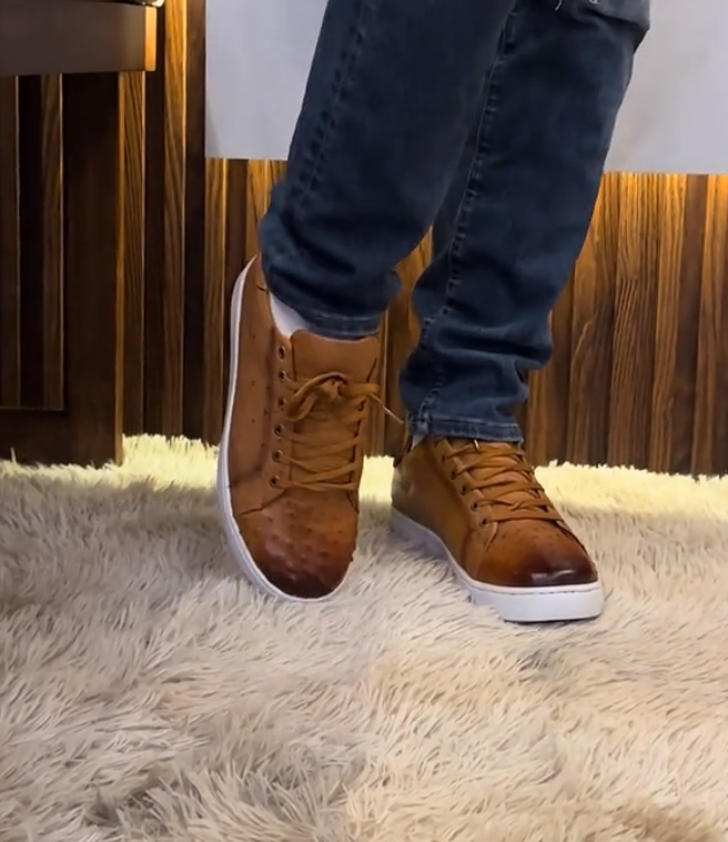 Handmade Ostrich Leather Sneakers