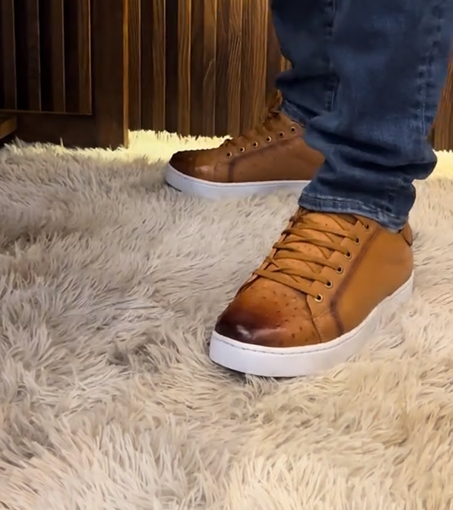 Handmade Ostrich Leather Sneakers