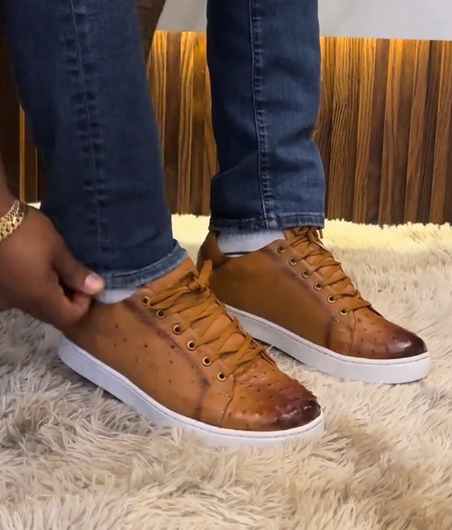 Handmade Ostrich Leather Sneakers