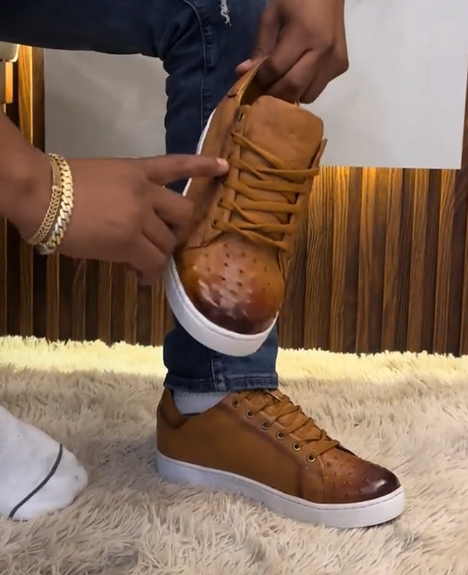 Handmade Ostrich Leather Sneakers
