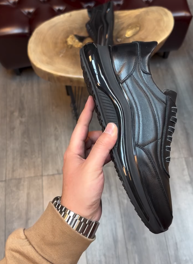 Black Comfort Calfskin Sneakers