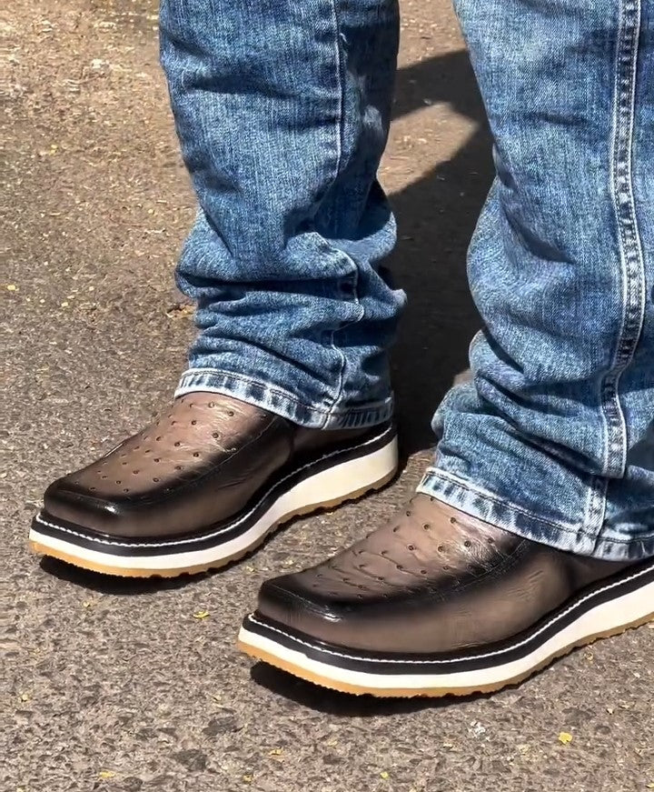 Handmade ostrich leather boots