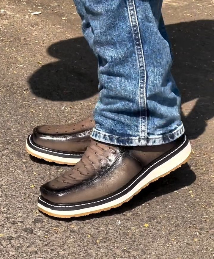 Handmade ostrich leather boots