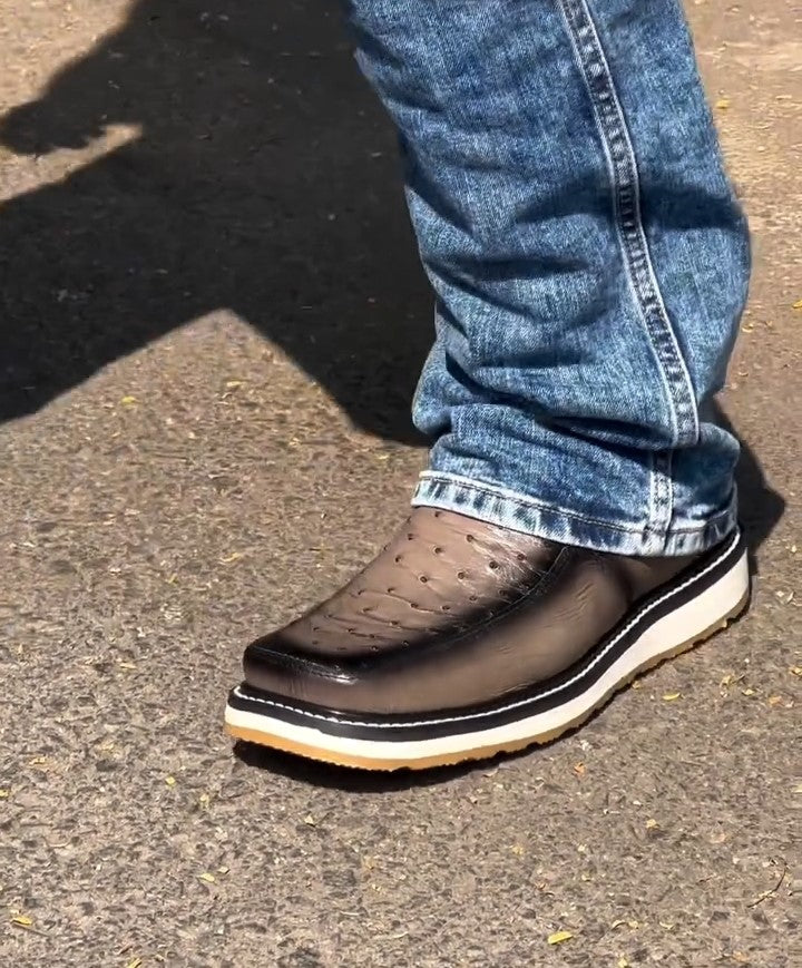 Handmade ostrich leather boots