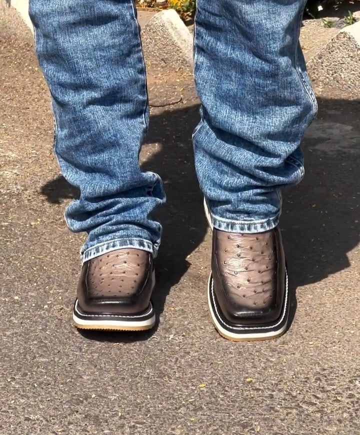 Handmade ostrich leather boots