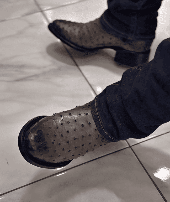 Handmade Ostrich Leather Cowboy Boots