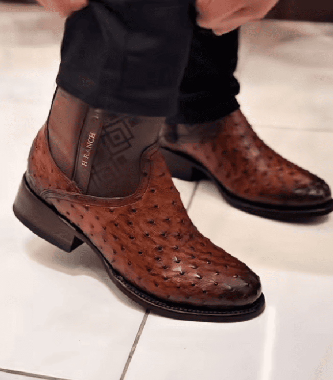 Handmade Ostrich Leather Cowboy Boots