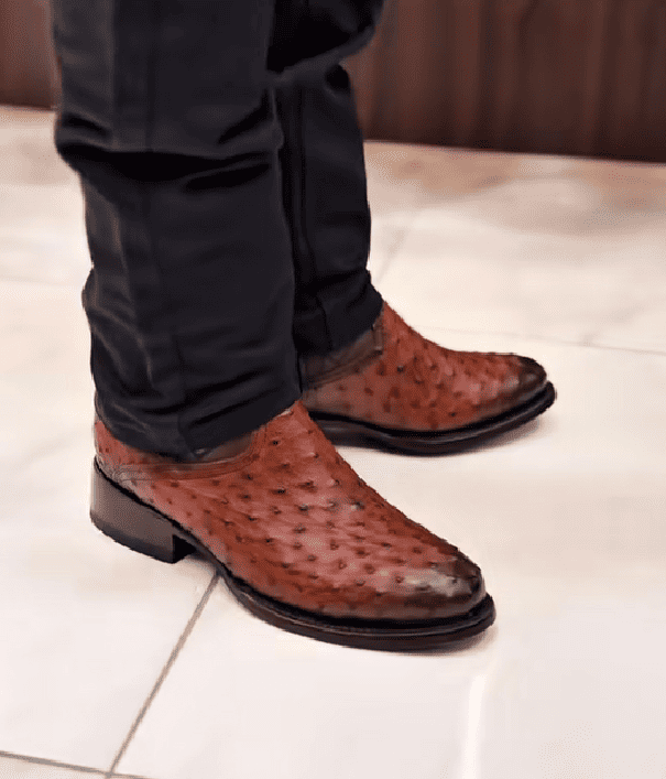 Handmade Ostrich Leather Cowboy Boots