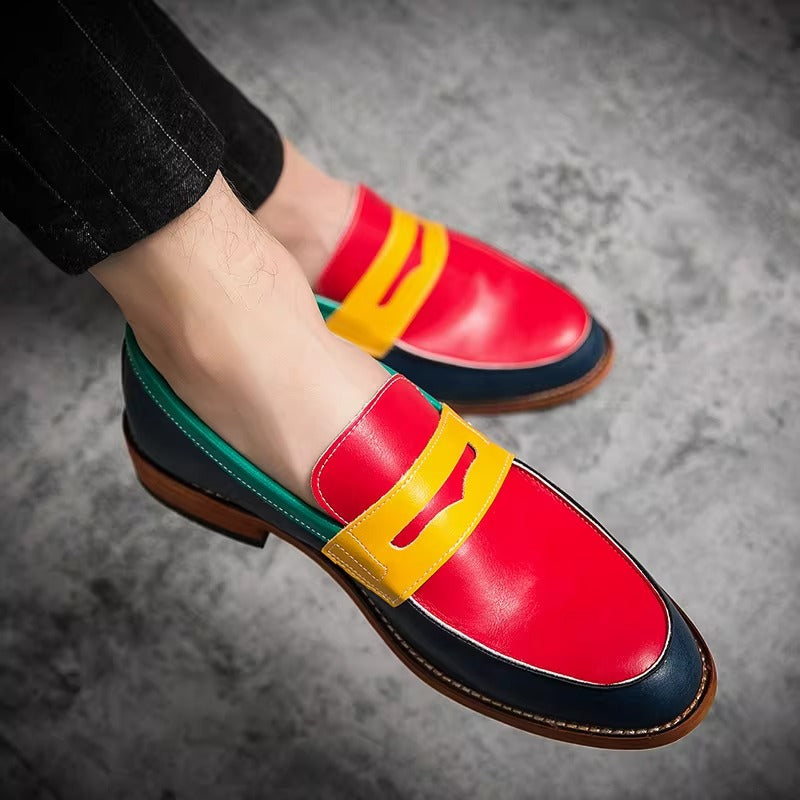 Color-Blocked Leather Penny Loafers