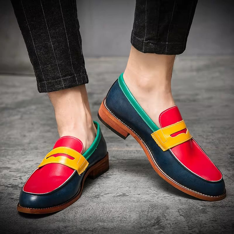 Color-Blocked Leather Penny Loafers
