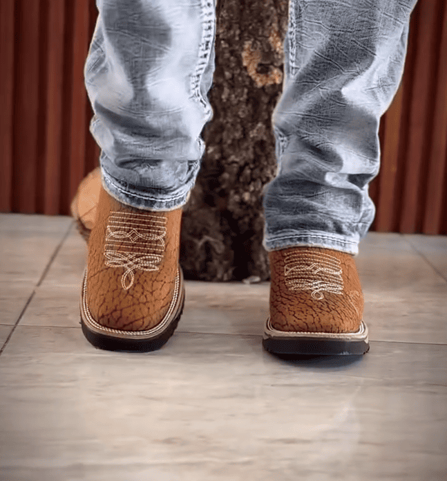 Embossed Leather Western Platform Chelsea Boots