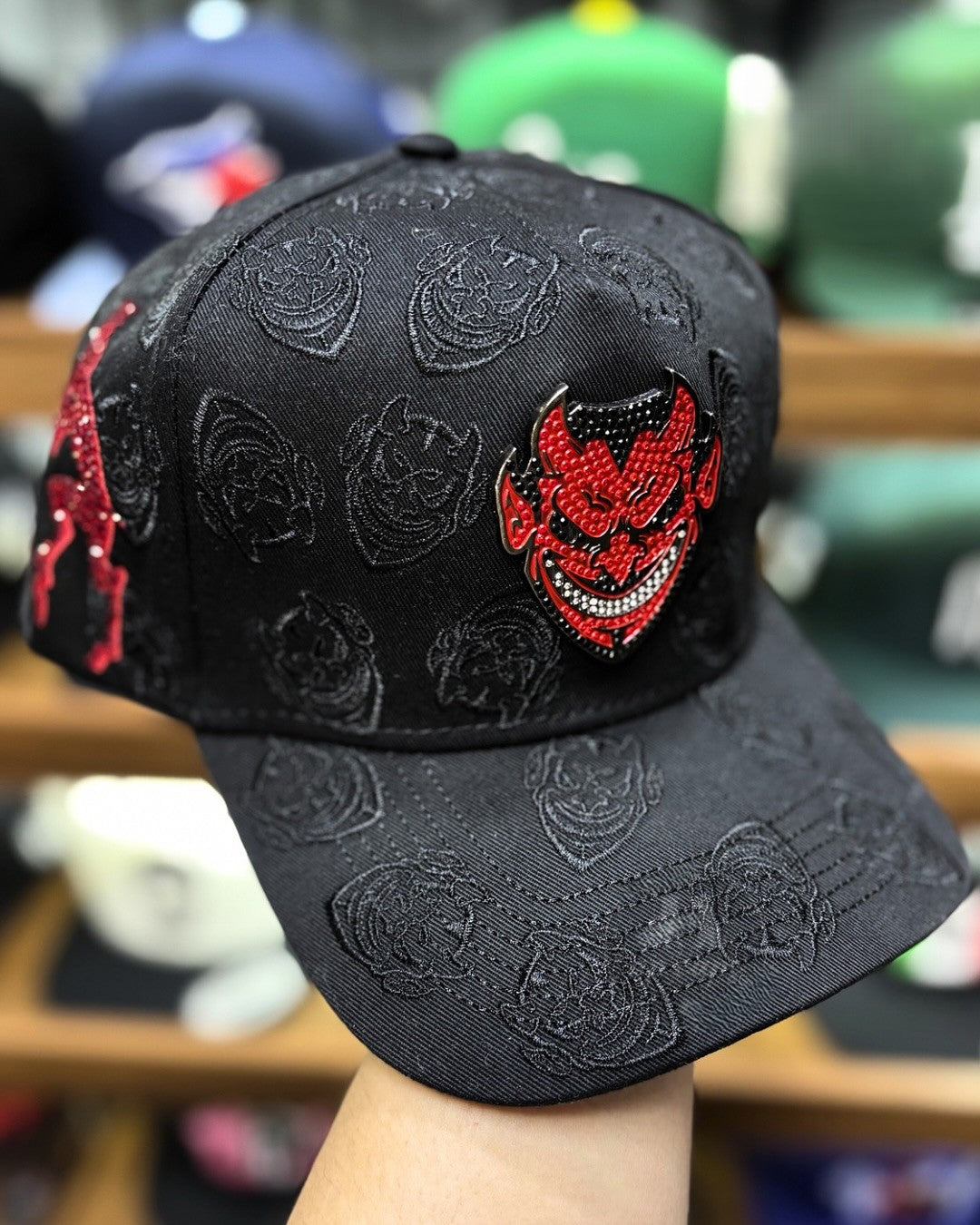 Velvet Devil Emblem Rhinestone Snapback