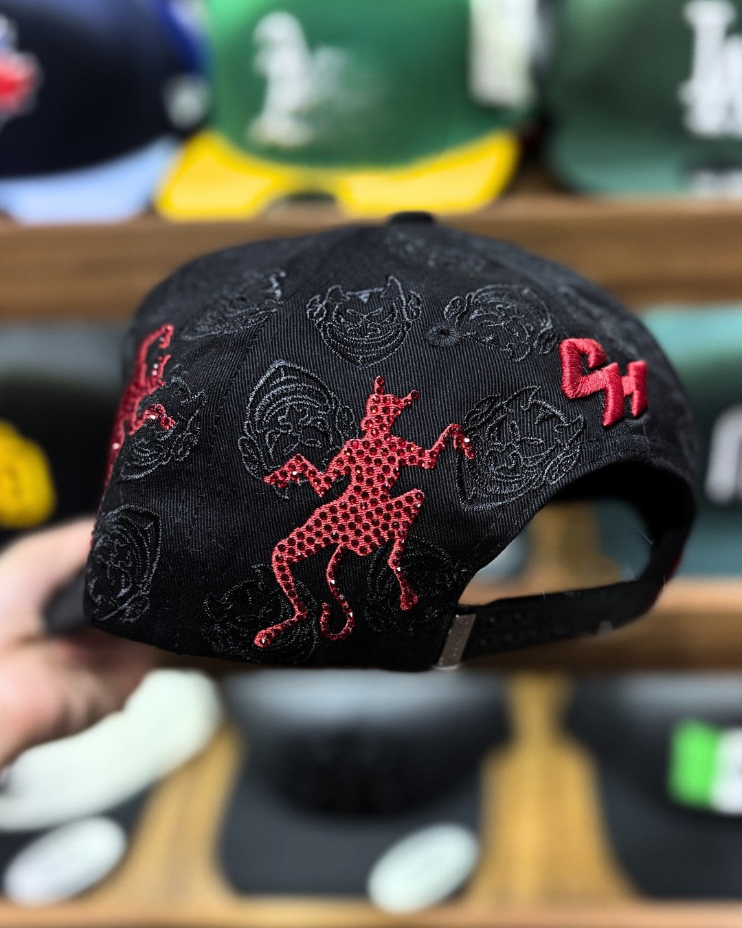 Velvet Devil Emblem Rhinestone Snapback