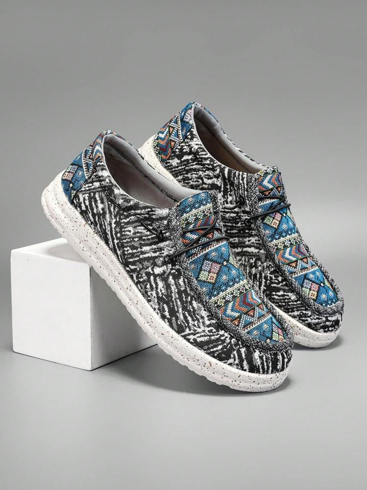 Southwestern Aztec Print Moc Toe Slip-On