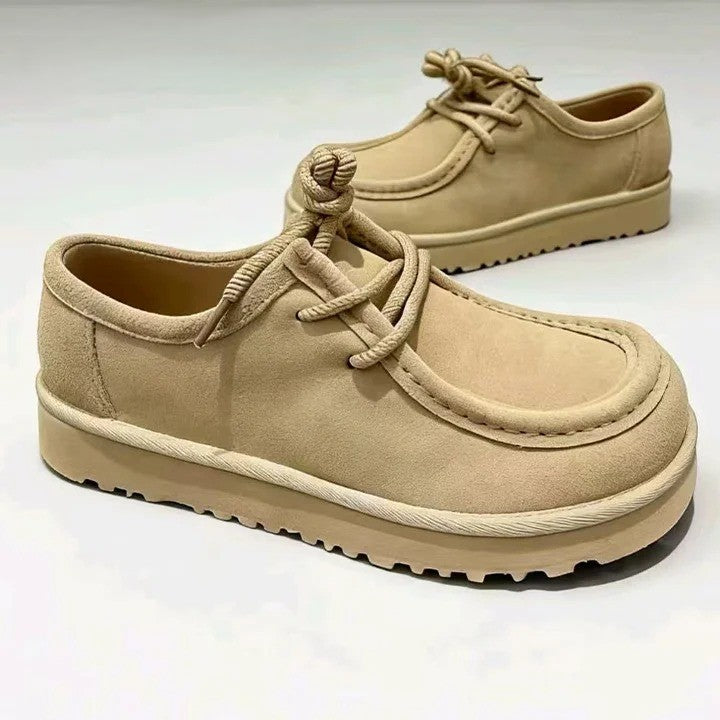 Suede Moc Toe Platform Casual Shoes