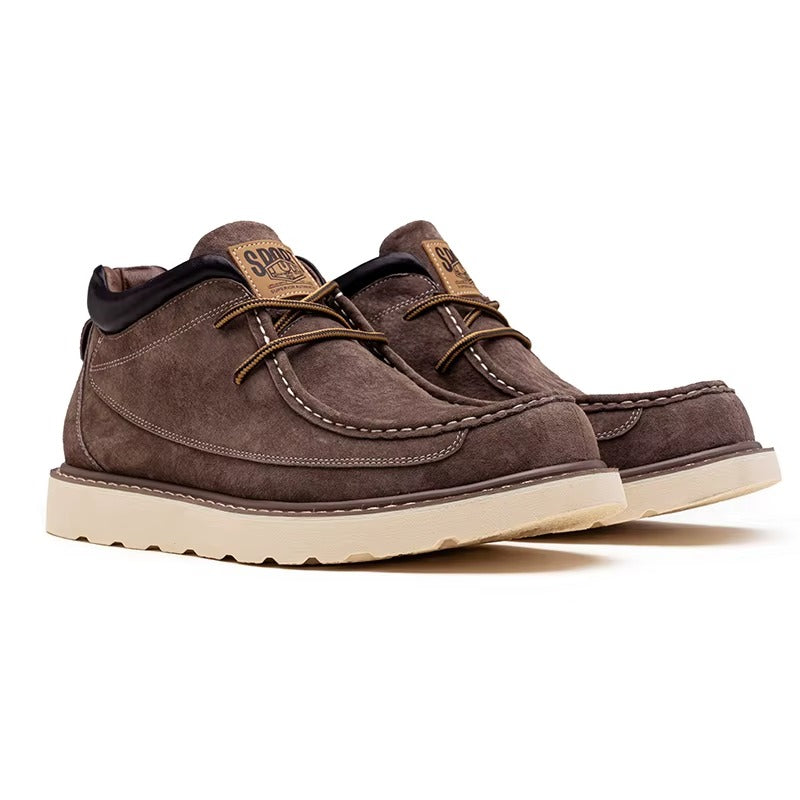 Premium Suede Moc Toe Mid-Top Casual Sneakers