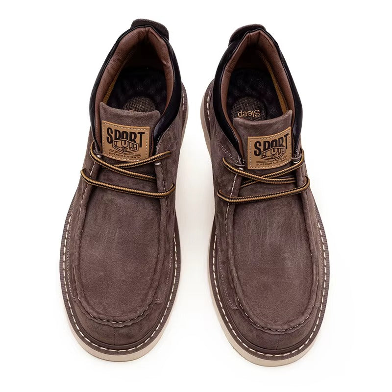 Premium Suede Moc Toe Mid-Top Casual Sneakers