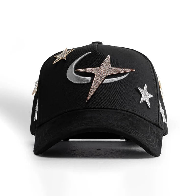 Luxury Rhinestone Star Moon Curved Brim Snapback