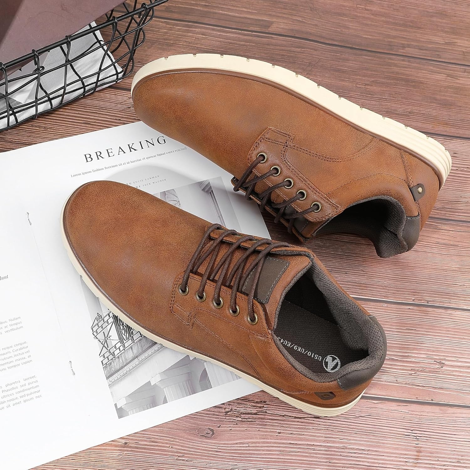 Vintage Washed Leather Hand-Stitched Oxford Shoes