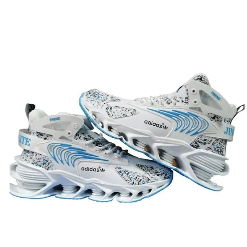 Premium Futuristic Flame-Print Blade Sole Mid-Top Sneakers